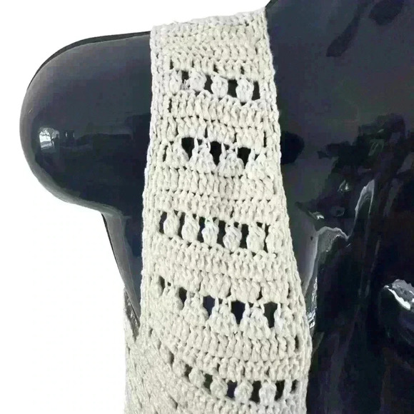 Women’s Crochet Top Size‎ Medium M Fringe Ivory Cropped Tomato Girl Summer - Picture 3 of 13